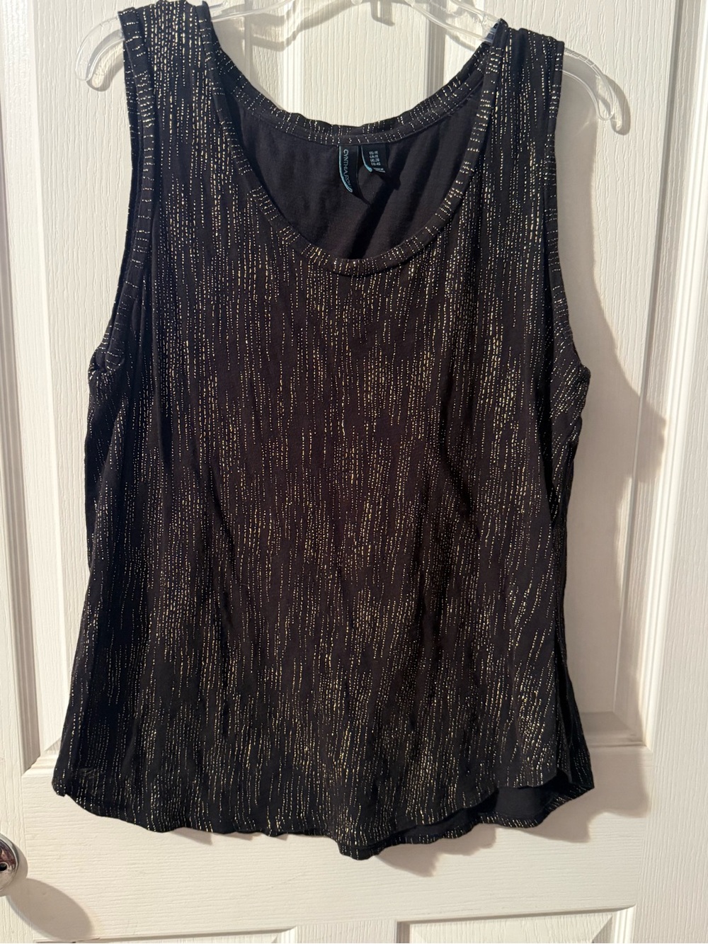 Cynthia Rowley Black Tank Top with Gold Metallic Stripes